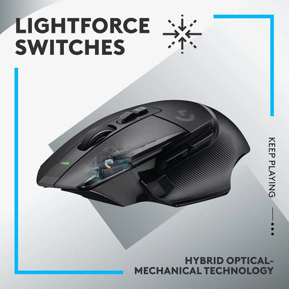 Logitech G502 X Lightspeed Gaming Mouse LIGHTFORCE Hybrid Optical-Mechanical Switches HERO 25K Gaming Sensor Compatible With PC