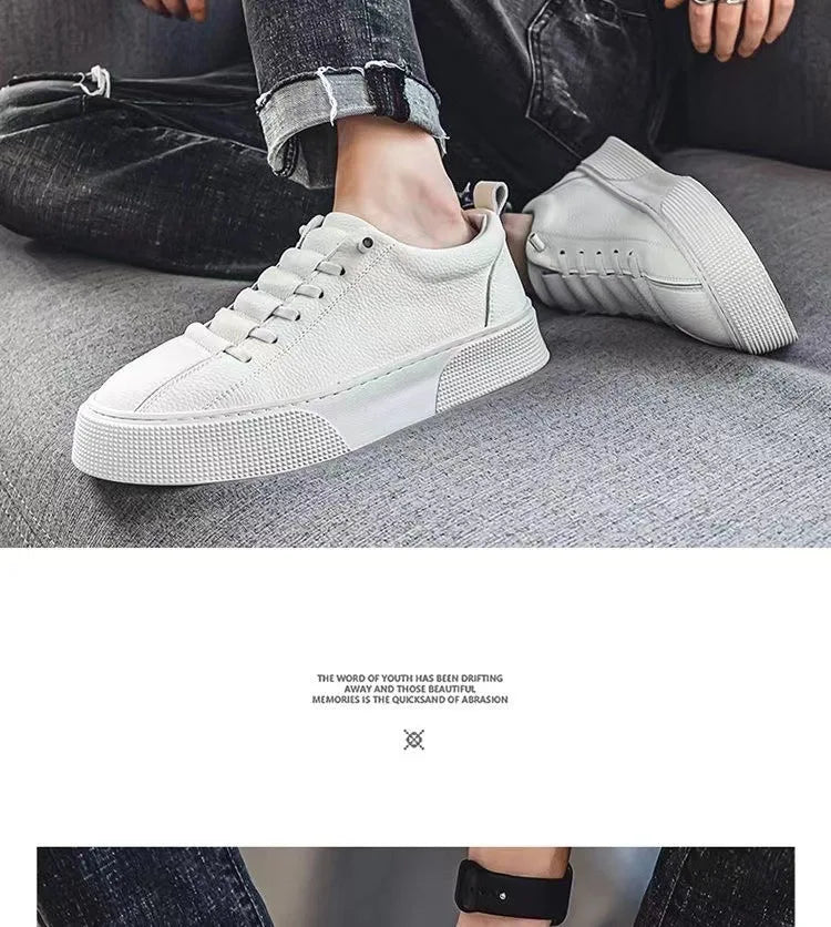 Zapatillas deportivas para hombre, calzado informal, zapatos planos para hombre, zapatillas ligeras de cuero sintético (PU), calzado transpirable, zapatillas deportivas blancas para hombre