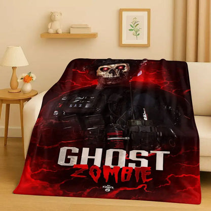 Classic Gun Game Call of Duty COD Ghost Simon Flannel Blanket,Ultra Soft Warm Plush Throw for Home Bedroom Bed Sofa Cover Kid