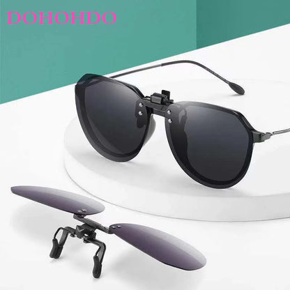 Men Fashion Clip On Polarized Sunglasses Lens Women Driver Flash Mirror Lens Sun Clips Glasses Cover Night Vision Eyewear UV400