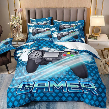 Gamer Bedding Sets for Boy Kid Gaming Duvet Cover Set Queen Video Games Comforter Cover, Playstation Designs Bed Set for Teen Men