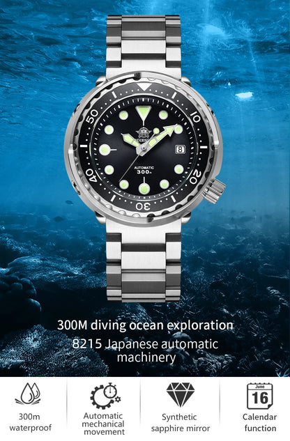 ADDIESDIVE Man Diving Watch 300M Waterproof C3 Super Luminous Sapphire Glass Calendar Automatic Mechanical Watches Reloj hombre