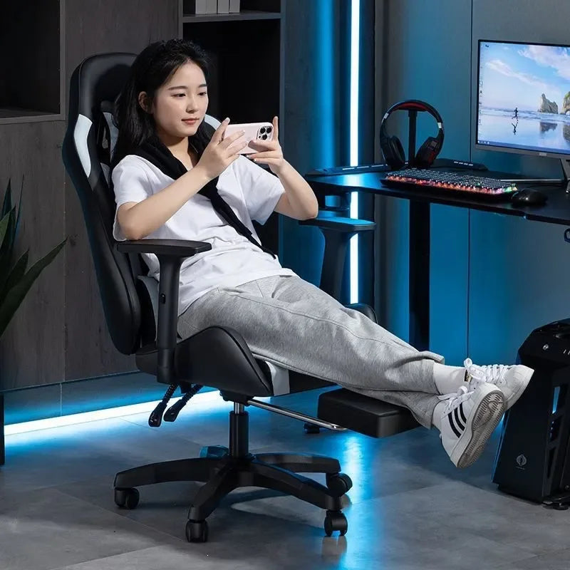 Chaise de jeu, chaise d'ordinateur, chaise de bureau inclinable, chaise de dortoir pour étudiants, chaise de jeu, confortable, ergonomique, réglable en hauteur, idéale pour une utilisation prolongée.