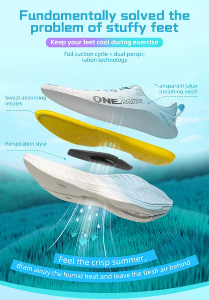 Sapatilhas de Running Casual ONEMIX Respiráveis de Verão para Jogging Homem, Sapatilhas Leves para Ginásio Mulher, Calçado Desportivo de Exterior Masculino com Amortecimento