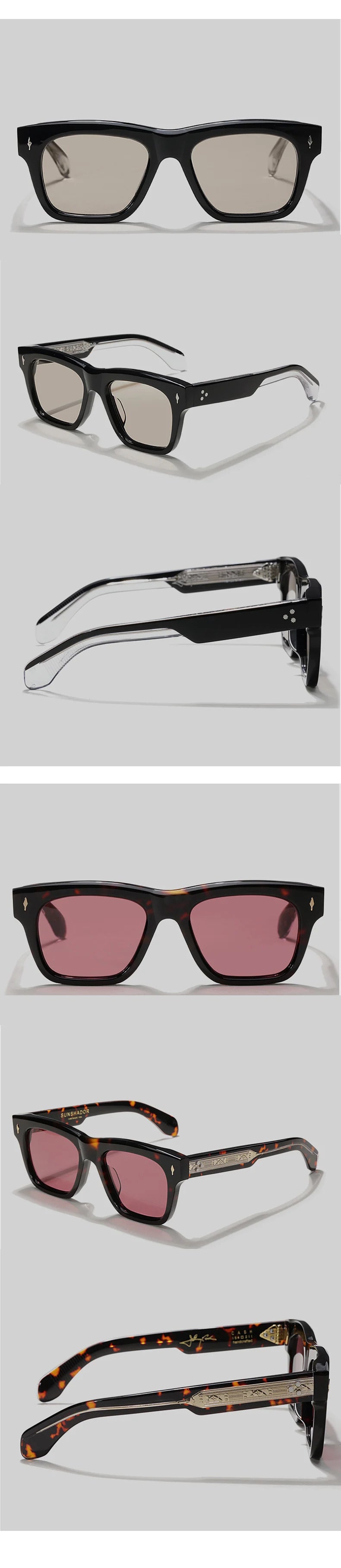 Fashion Design Handmade Square Acetate Sunglasses For Men Women Classic Sunglasses outdoor UV400 Protection Logo Customization