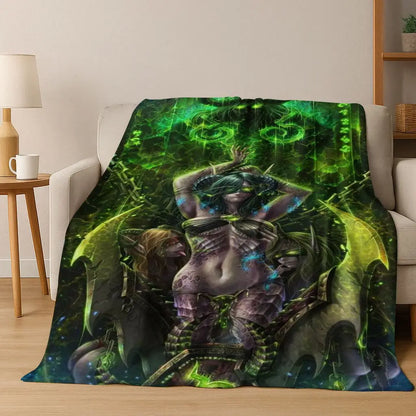 Coperta in flanella WOW World of Warcraft Arthas Demon Illidan Sylvanas, plaid morbido e confortevole per casa, camera da letto, letto, divano, copridivano, idea regalo