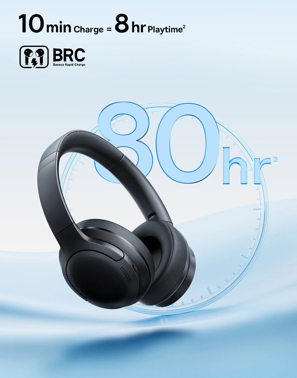 Cuffie over-ear wireless Bluetooth 5.3 Baseus – Driver HiFi da 40mm, autonomia di 70H, headset pieghevole con audio spaziale