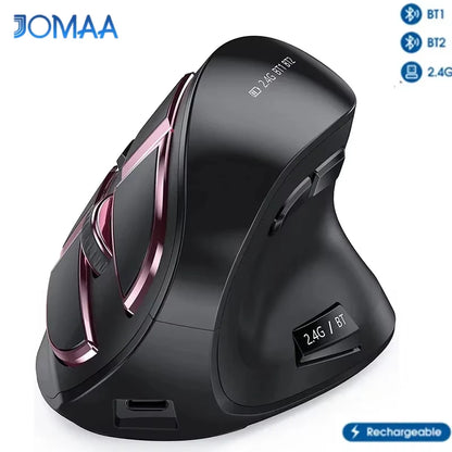 Jomaa 2.4G+Bluetooth Vertical Mouse Wireless for Apple Mac Laptop Notebook 9 Buttons Rechargeable Gaming Mouse for PC iPad