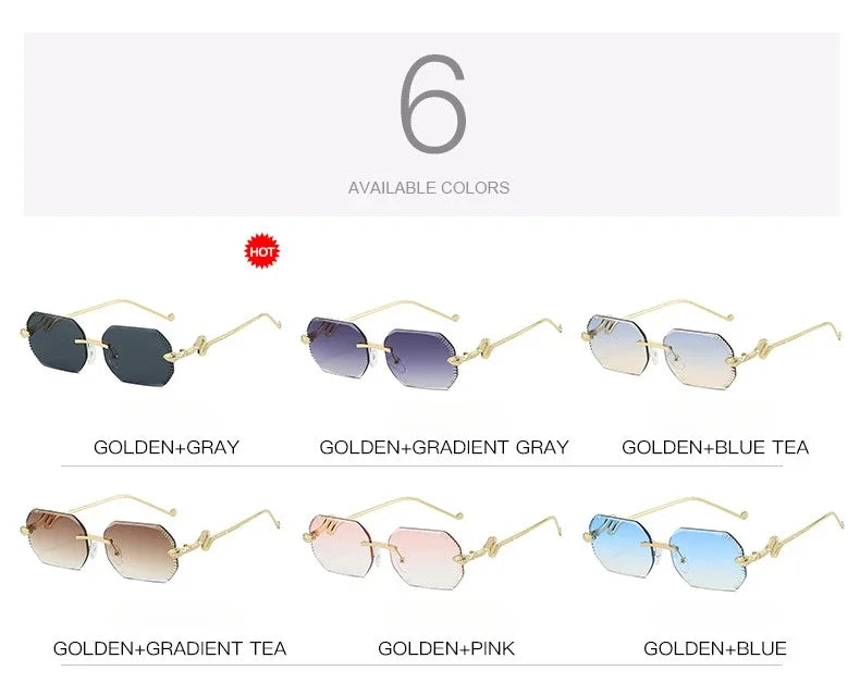 Fashion snake-shaped metal decorative sunglasses - unisex irregular frame, UV protection, sunshades