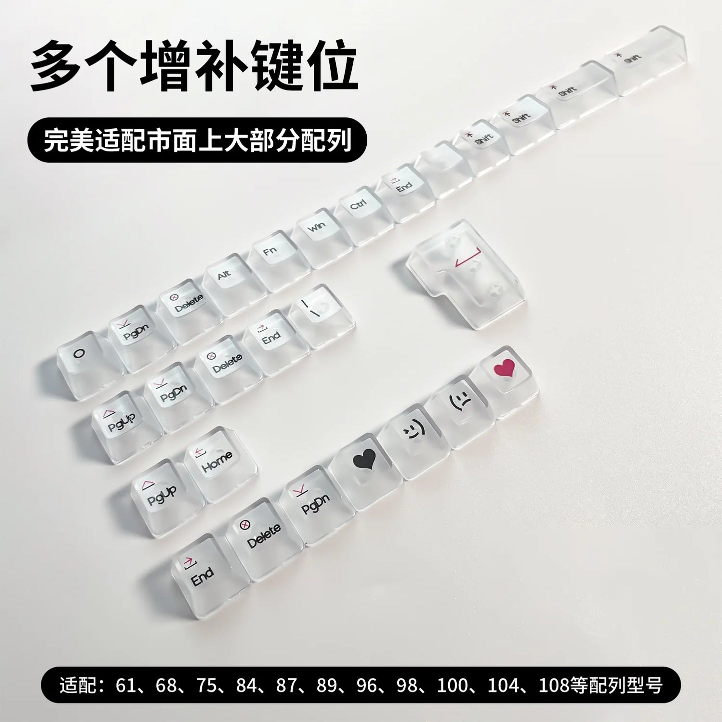 132 Keys Arabic Keycaps Fog Transparent PC Material OEM Height UV for Mechanical Keyboard AULA F75 Ajazz Ak820pro Game Mad 60he