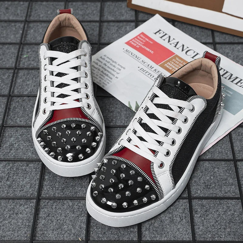 2025 New Men's Casual Shoes Comfortable Soft Punk Style Board Shoes Fashion Nail Anti Slip Wear Resistant Personalized Sneakers