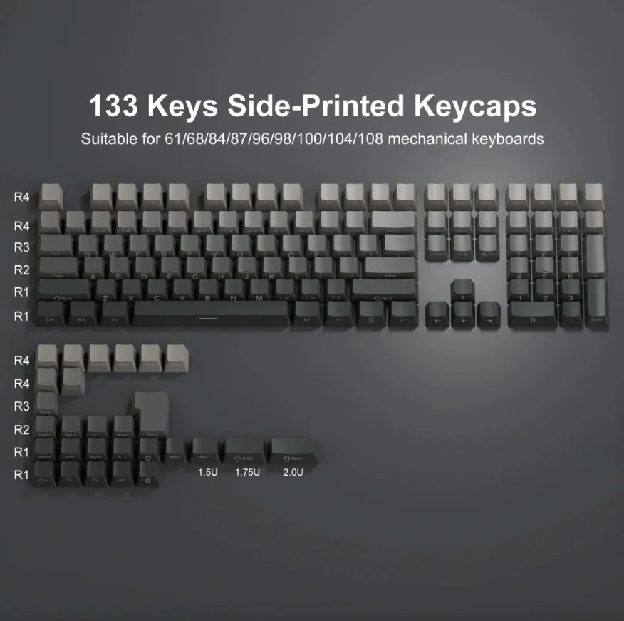 2025 Original Daylight Keycaps PTB Translucent, Side-engraved Oem 136 Keys, Customized To Fit 60/84/98/108 Mechanical Keyboards.