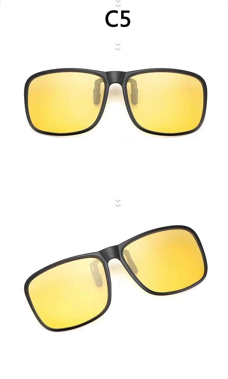 BOYSEEN Polarized Flip Clip Sunglasses Driving Dark UV400 Photochromic Anti Glare Lens Sun Glasses Car Driver Vintage Square