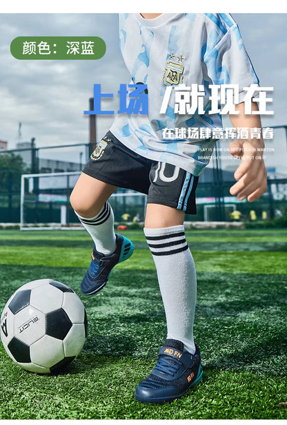 Stylish and Comfortable Boys' and Girls' Training Game Sneakers for Indoor and Outdoor Lawn, Youth Student Soccer Shoes Sizes 29-39