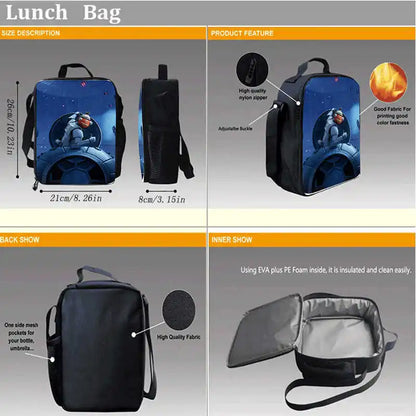 Lunch Bags for Children, Cartoon Fortnite School Picnic Bags for Girls and Boys, Kids Insulated Cooler Lunch Bags Portable Lightweight