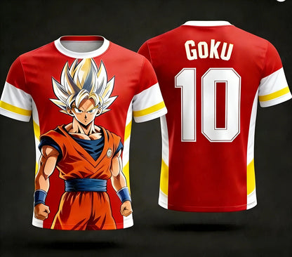 New Dragon Ball Z NO.10 Goku Anime Football Jersey 2026 Summer Plus Size Breathable Jersey Cosplay Short Sleeve T-shirt Y2k