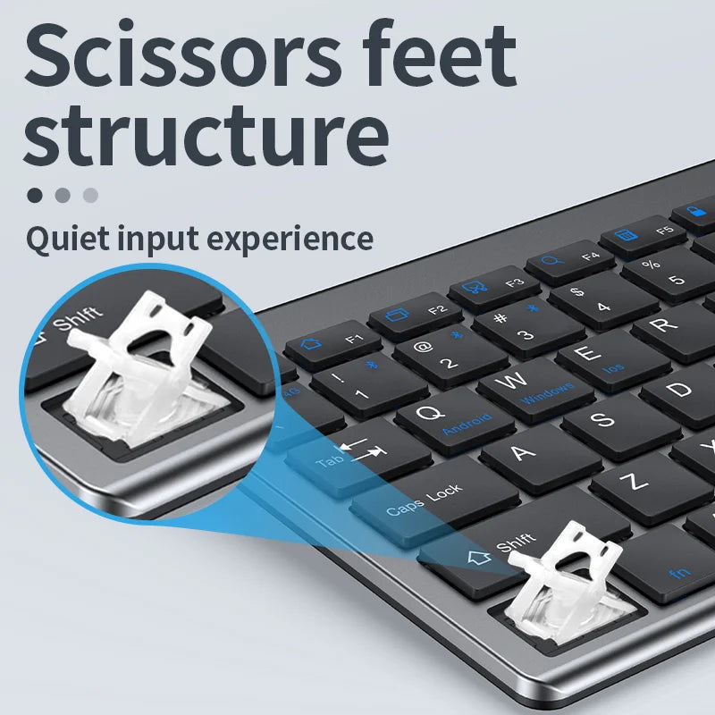 JOMAA Bluetooth & 2.4G USB Keyboard and Mouse Set for Laptop Computer iPad Rechargeable Wireless Keyboard and Mouse Combo Silent