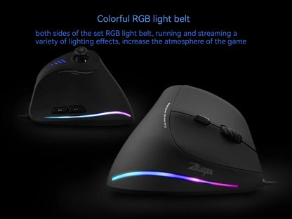 Mouse verticale ZELOTES C-18, mouse ottico RGB a 11 tasti con joystick, mouse gaming laser programmabile per PC e gamer