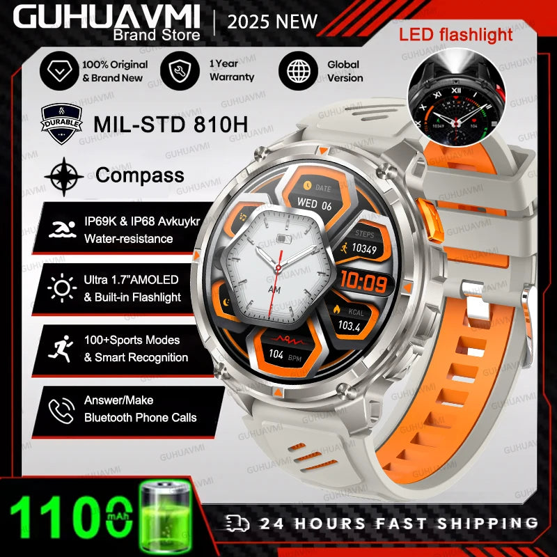 New Original 1100mAh Battery Men Smart Watch Outdoor GPS 10ATM Waterproof Bluetooth Call Sport Smartwatch For Android IOS Phones
