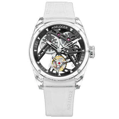 AGELOCER Limited Edition "Ice Never Melts" Free-sprung Crystal Tourbillon Watch Luxury Manual Mechanical Watches