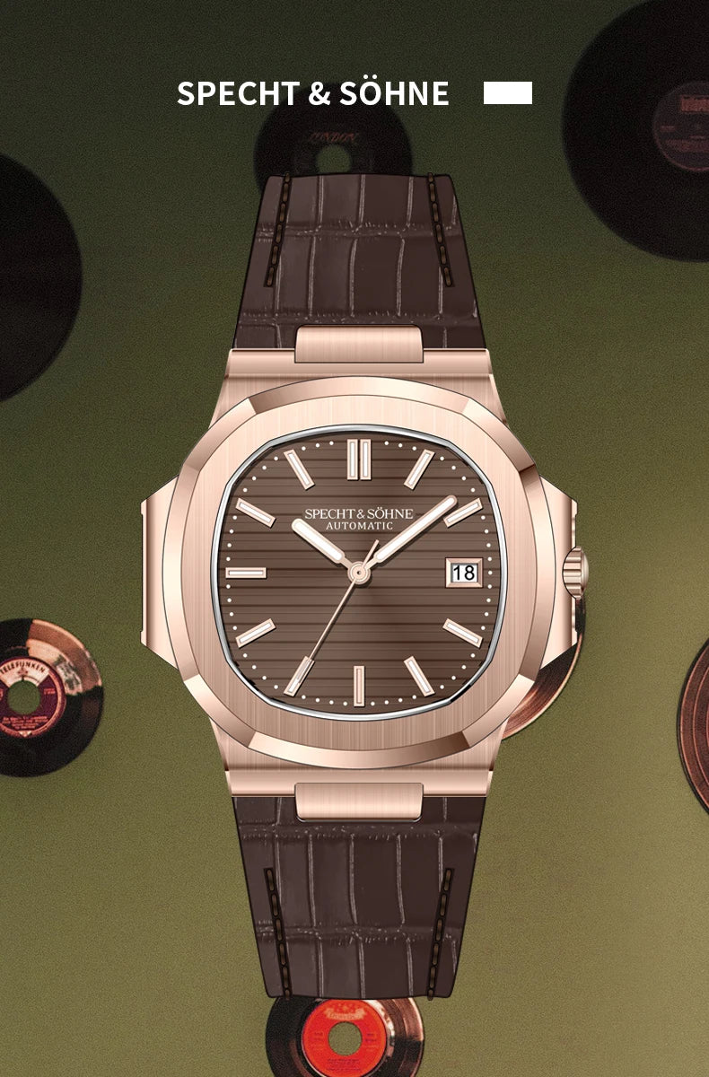 Specht&Sohne 2025 Nuevo reloj clásico de lujo para hombre, reloj automático para hombre en acero inoxidable con zafiro, 8215 reloj de pulsera mecánico