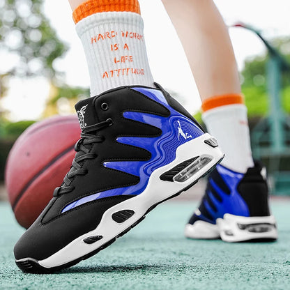 Chaussures de basketball montantes pour hommes, robustes et stables, baskets d'entraînement à lacets, unisexe, adaptées à la course, au sport, au basketball et à la marche. Cadeau idéal pour hommes, léger, confortable,