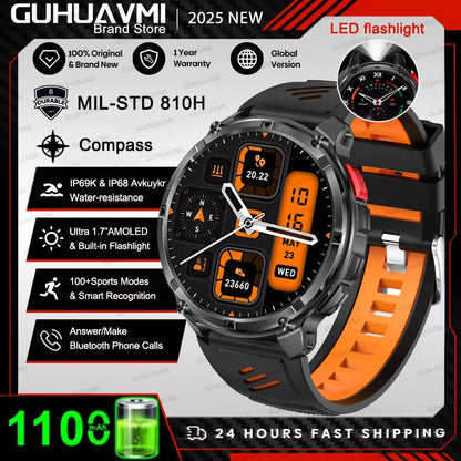 New Original 1100mAh Battery Men Smart Watch Outdoor GPS 10ATM Waterproof Bluetooth Call Sport Smartwatch For Android IOS Phones