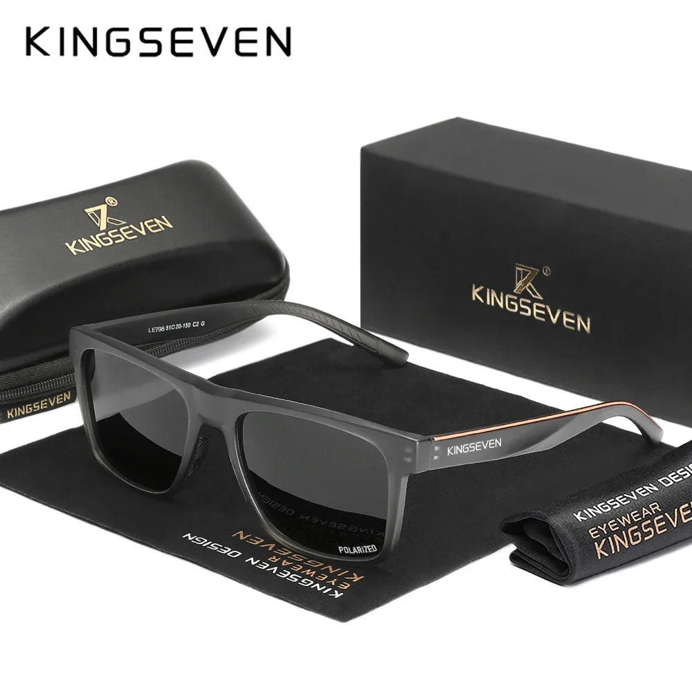 KINGSEVEN Brand Trendy Rectangle Frame Sunglasses Vintage Polarized Women Men Glasses Causal Driving Eyewear UV400