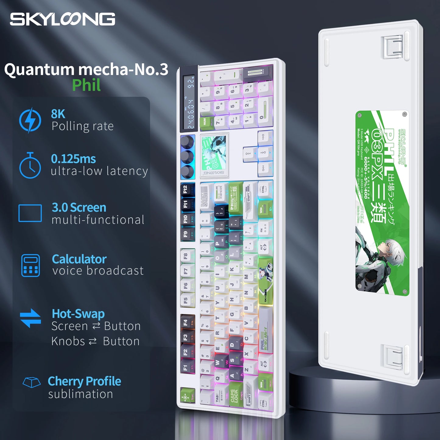 Teclado Mecânico Sem Fios SKYLOONG GK104 Pro 100% Personalizado com Switch Hot-Swap de Baixo Ruído para PC Gaming e Acessórios de Escritório