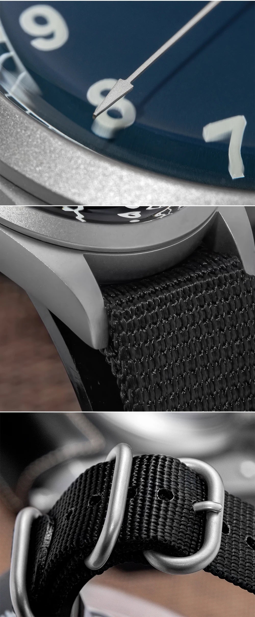 Relógio analógico masculino ADDIESDIVE 36mm com vidro espelhado bolha, 100m à prova de água, luminoso, simples, em quartzo, com bracelete em nylon