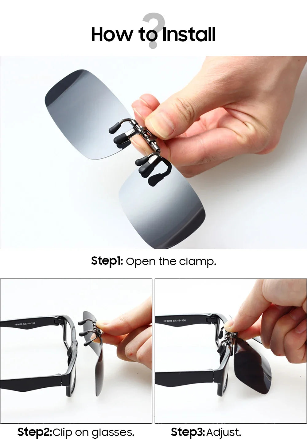 Classic Mirror Blue Flip Up Clip on Sunglasses Fishing Men Square Polarized Lens Metal Night Vision Driving UV400 Women Glasses