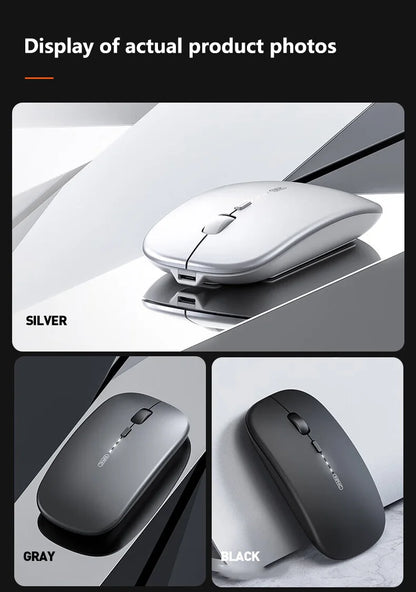 Mouse Wireless Silenzioso da Ufficio Inphic M1P Ultra-Sottile Portatile con Interfaccia USB, Indicatore Batteria e Ricarica TYPE-C