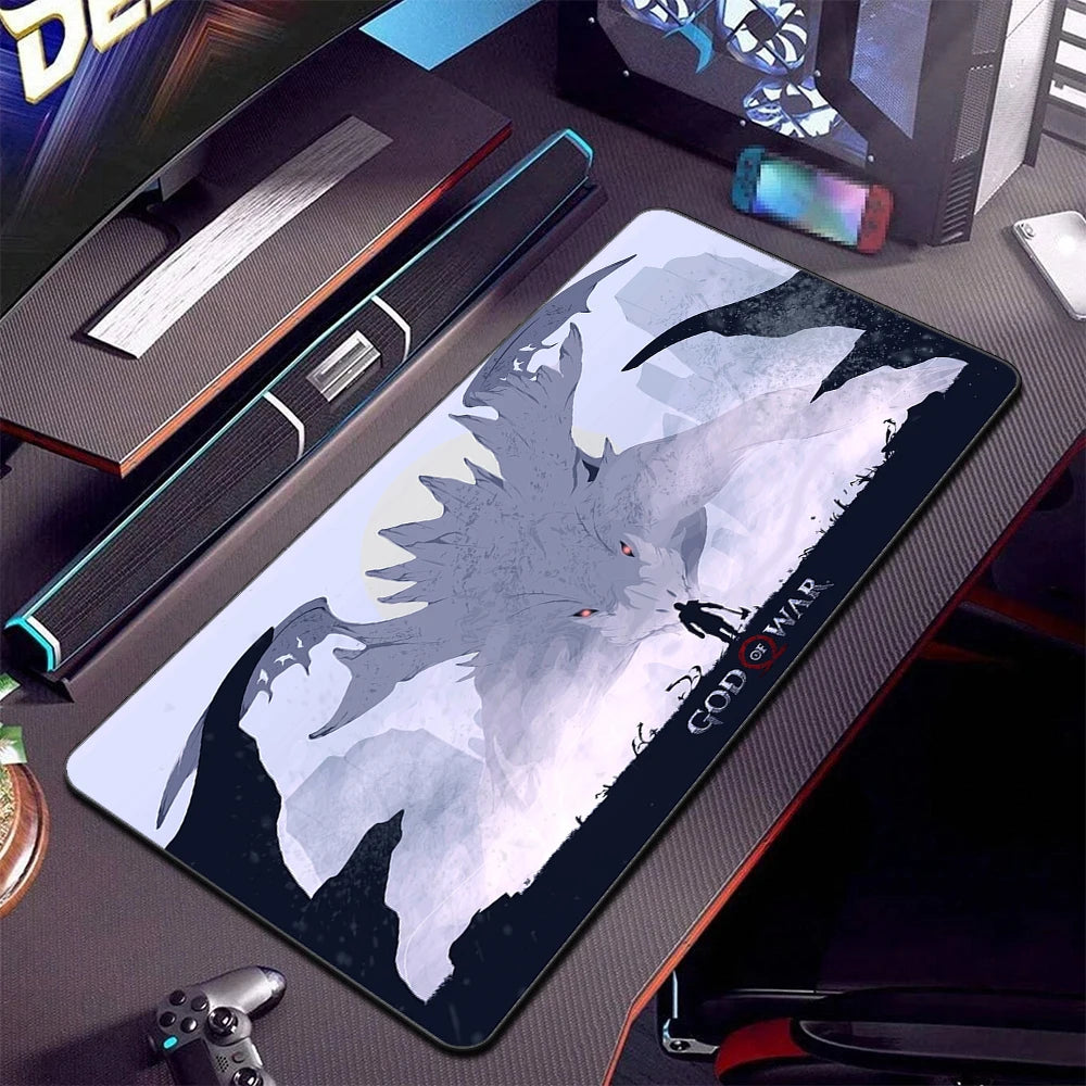 Game God Of War Big Mousepad Large Keyboard Desk Mat Pc Computer Gaming Gamer Mouse Pad LockEdge Rubber Non-slip Mats 90x40cm