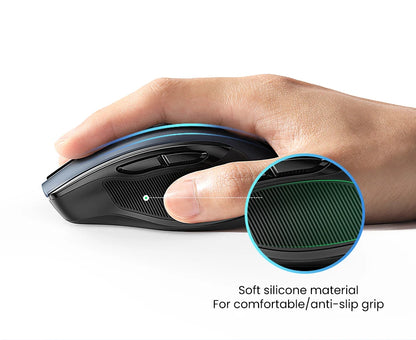Rato sem fios UGREEN Bluetooth 5.0 ergonómico 4000DPI com 6 botões silenciosos para MacBook, tablet, portáteis, computador e PC, rato 2.4G