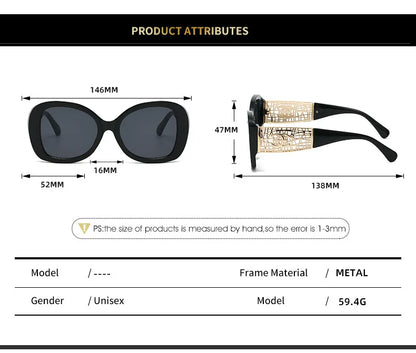 Hot Designer Fashion Women's Sunglasses Premium Retro Sunglasses Large Frame Metal Toad Glasses