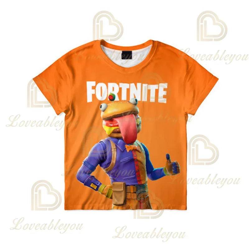 New Fortnite Summer T-Shirt Boys Cartoon Cute Tee Short Sleeve Shirt Men Women Children T-shirts Teenager Tee Streetwear Tops