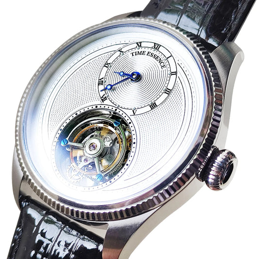 Time Essence Tourbillon Watch Classic Styling Leather Strap Sapphire Glass Hand Winding Luminous 28800