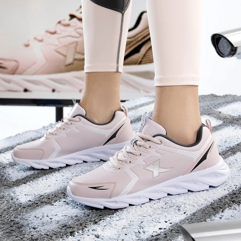 Pantofi de alergare Xtep, pantofi sport antiderapanti și moi pentru femei, cu parte superioară din piele, cu amortizare a șocurilor, adidași pentru femei 879318110073