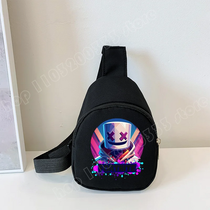 Fortnite Crossbody Bag Game Printed Kids Mini Chest Bag Classic Black Shoulder Bag Wallet Suitable for School Outdoor Activities