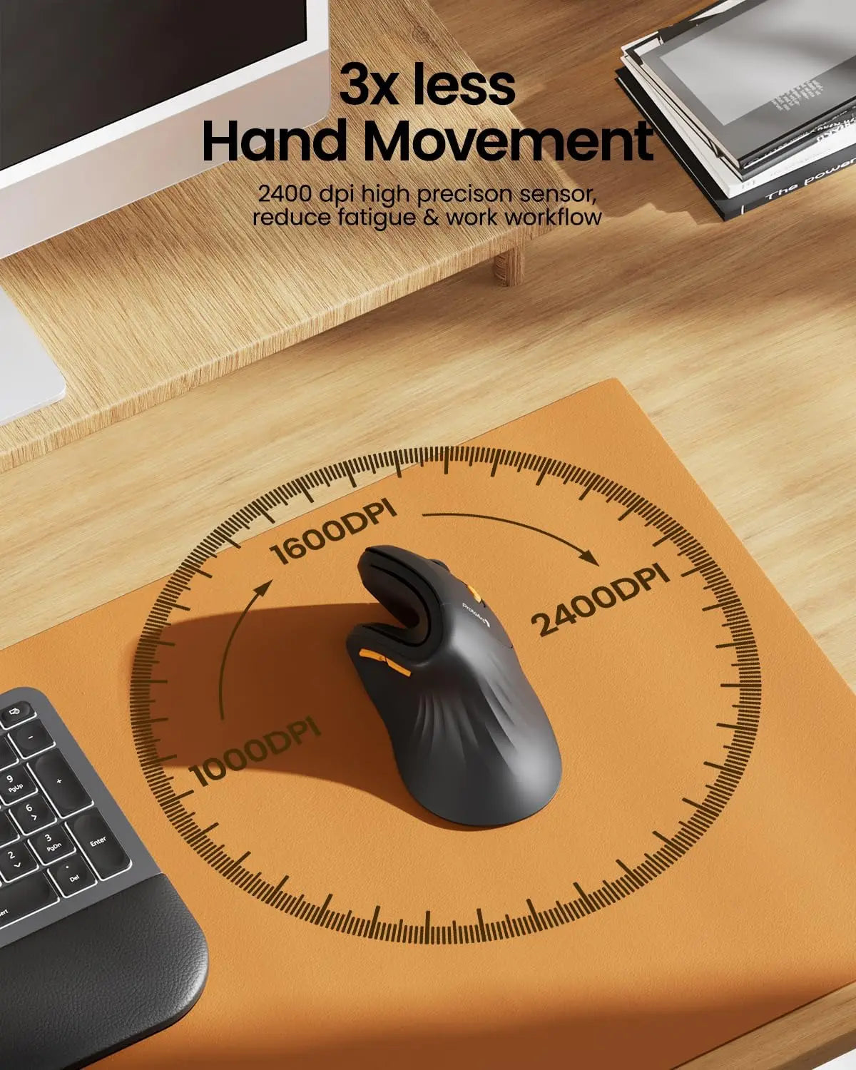 Ergonomic Mouse Wireless Vertical Mouse for Computer iPad Mac Windows 3 Adjustable DPI Multi-Device Connection