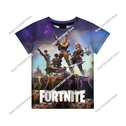 Anime Fortnite T-Shirts Girl Clothing T-Shirt Boys White Cartoon Tees Baby Summer Shirts Cute Printed Tops Costume