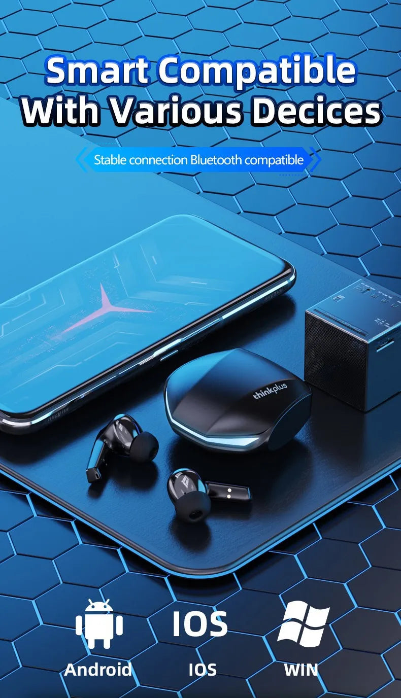 Lenovo GM2 Pro TWS Wireless Gaming Earbuds Bluetooth 5.3 – ENC Noise Cancelling Sport Earphones with Mic, Dual Mode Music & Gaming Headset