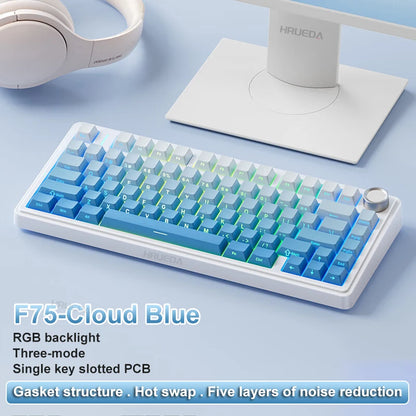 Original AULA F75 RGB LED Light PC Custom Bluetooth Wireless 2.4G Type-C Wired Gaming Mechanical Switch 75% Keyboard 82 Keys wit