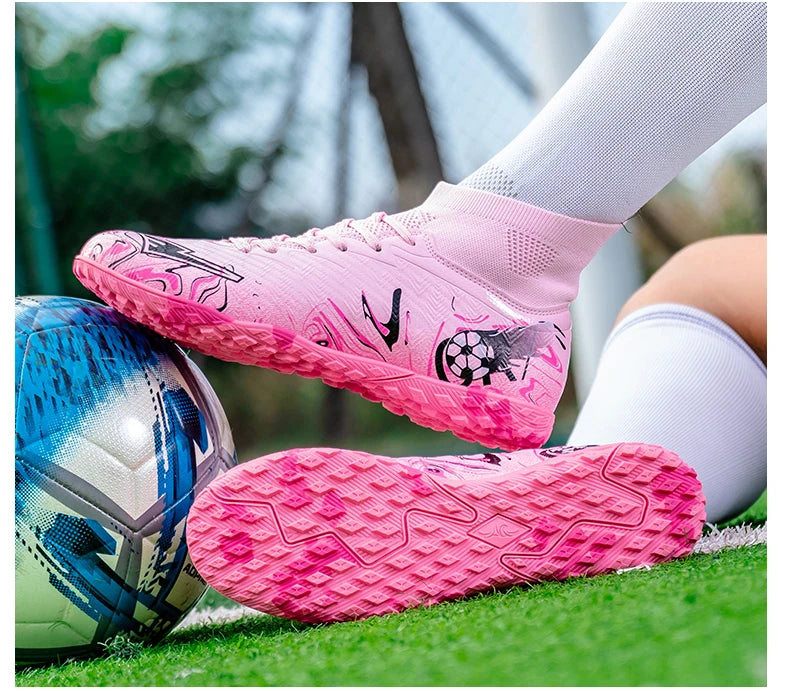 Chaussures de Football pour hommes et femmes, chaussures d'extérieur AG/FG, bottes de Football respirantes, ultralégères, antidérapantes, chaussures d'entraînement de Futsal