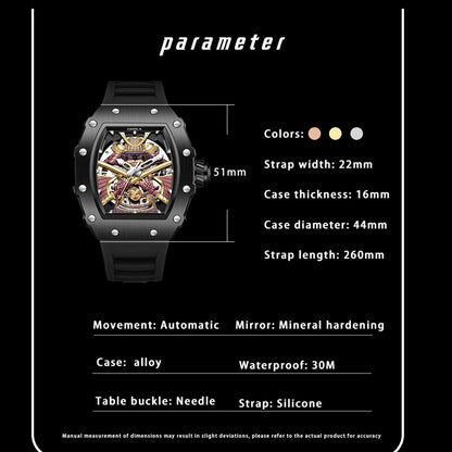 ONOLA Luxury Men's Automatic Mechanical Watch Waterproof Watch Luminous Barrel Shape Military Sports Wristwatch Men's Watch