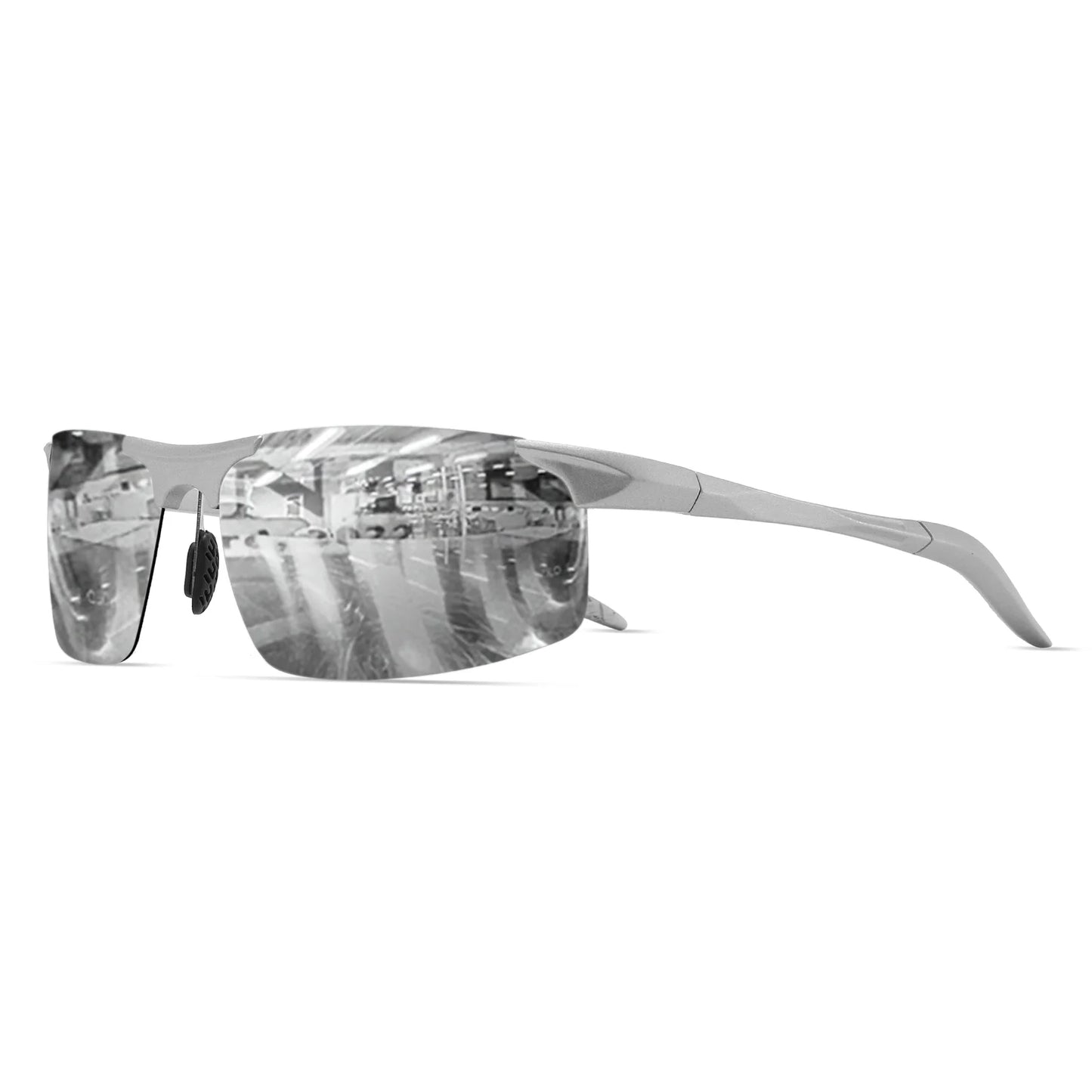 Classic Retro Semi-Rimless Square Polarized Sunglasses - Lightweight PC Frame & Spring Hinges, UV400 Unisex for Driving, Fishing