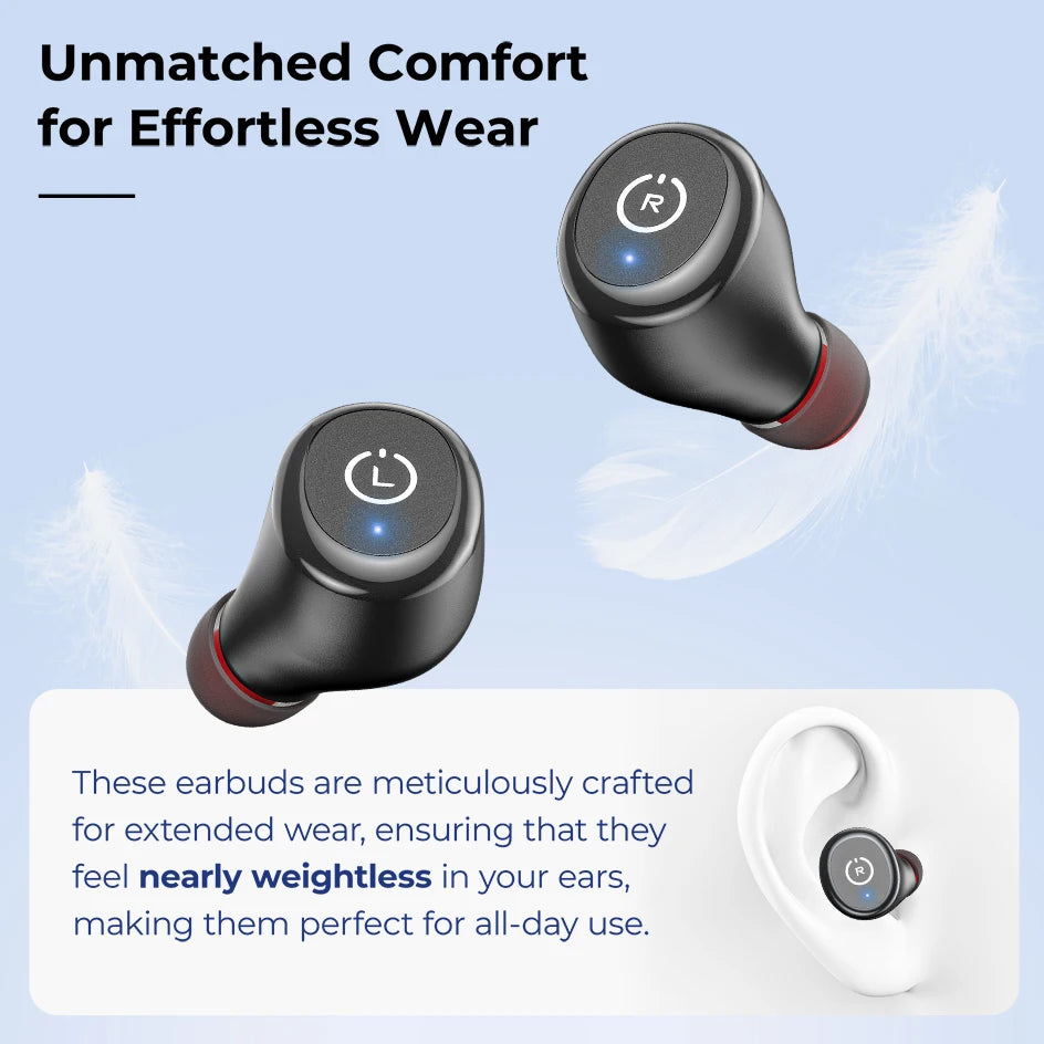 TOZO T10 Bluetooth 5.3 Earphones ,Wireless Headphones , AI Enhanced Calling With Deep Bass, IPX8 Waterproof Earbuds ,45H Play
