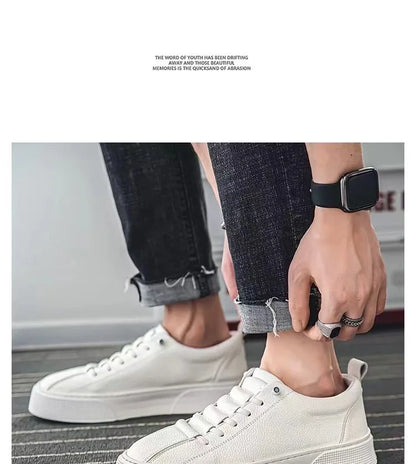 Zapatillas deportivas para hombre, calzado informal, zapatos planos para hombre, zapatillas ligeras de cuero sintético (PU), calzado transpirable, zapatillas deportivas blancas para hombre