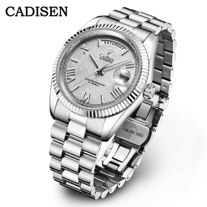 CADISEN Men's Mechanical Watches Luxury Meteorite Dial Automatic Watch For Men Week 100M Japan MIYOTA 8285 Movement Clock Man