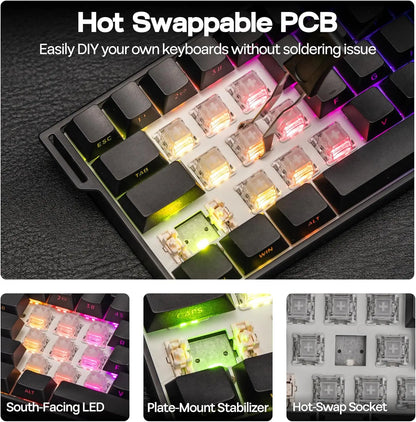 Teclado mecánico inalámbrico AULA Mini60 HE/Pro/Max 60% con interruptores magnéticos RGB, trimodo, 8000Hz, 0.01mmRT para PC, regalos para gamers